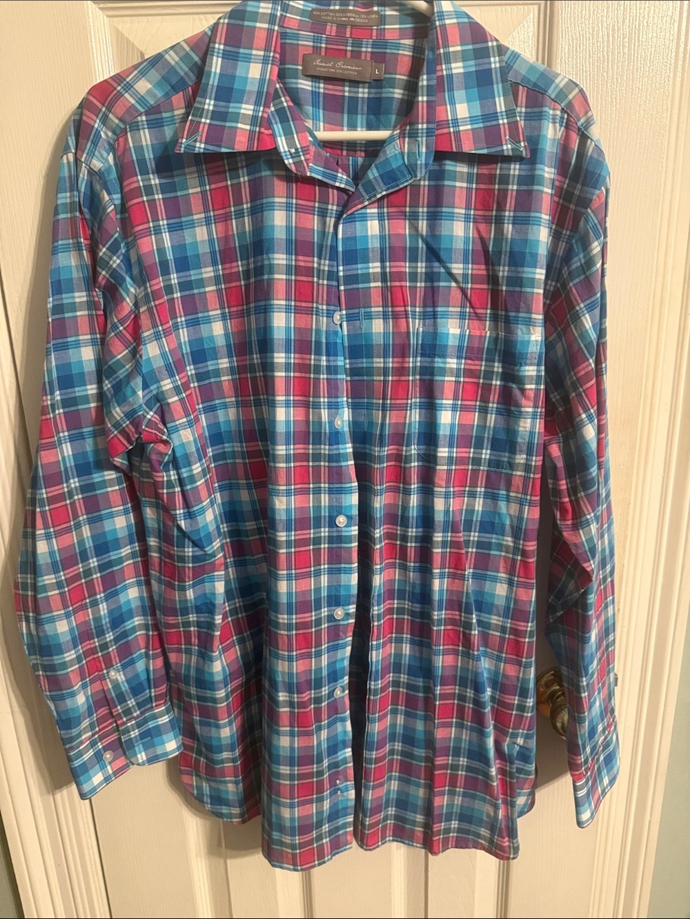 Daniel Cremieux Blue and Pink Plaid Button-Down Shirt